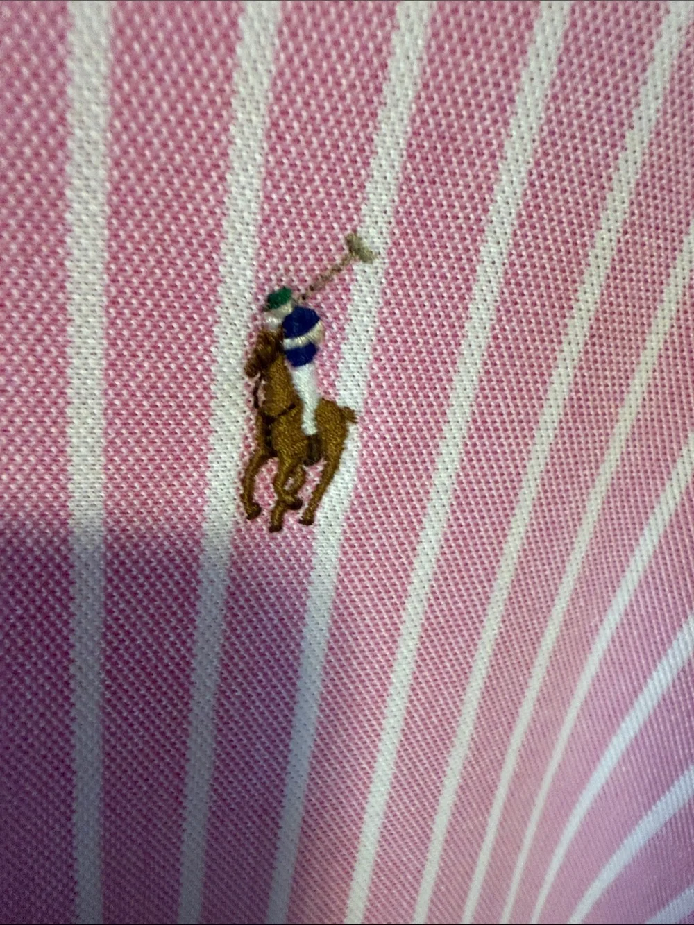 Ralph Lauren Pink and White Knit Oxford Polo - XXL